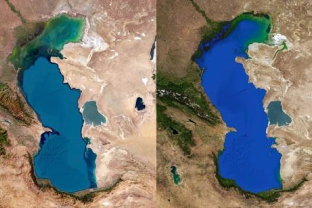 کاهش سریع سطح آب دریای کاسپین