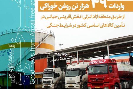 واردات ۴۹ هزار تن روغن خوراكی از طریق منطقه آزاد انزلی